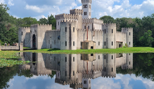 Newman's Castle reflected in its moat near Bellville in Austin County, Texas